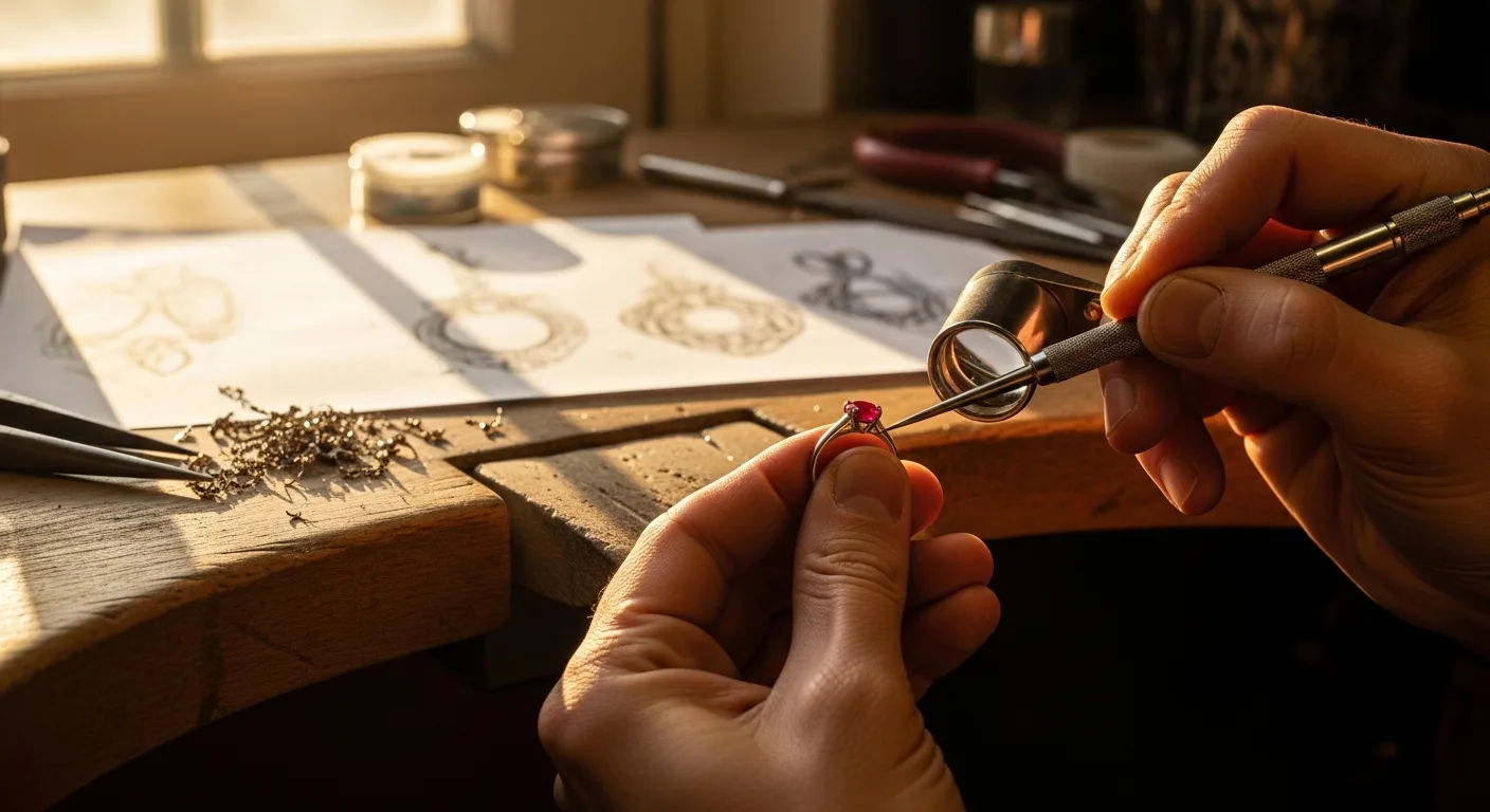 Bague rubis et diamants scintillant sous une lumière douce